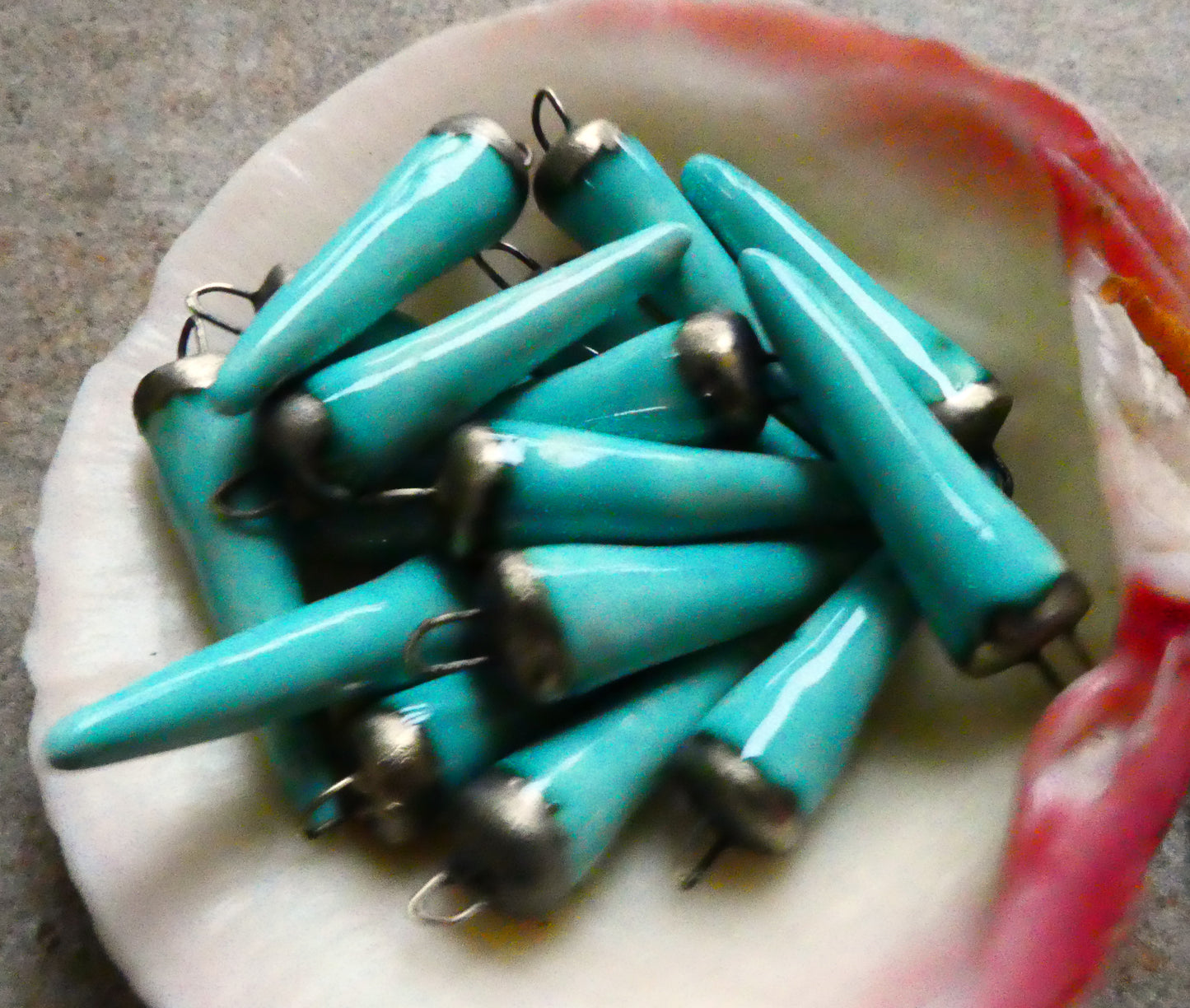 Ceramic Spikes Earring Charms -Spruce
