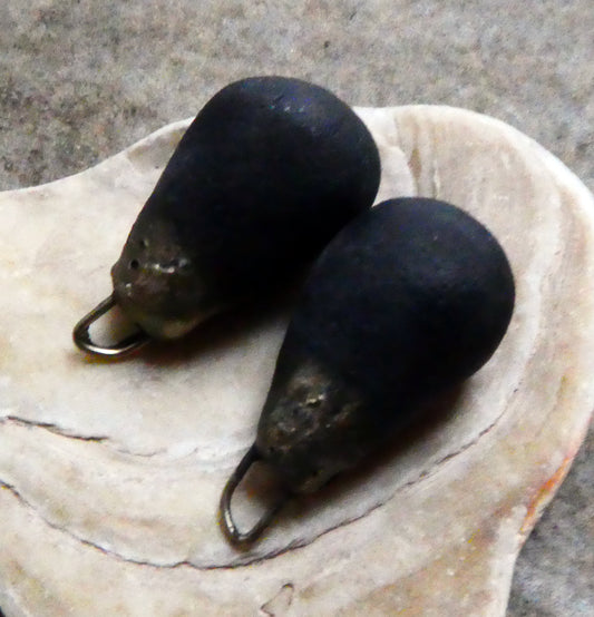 Ceramic Drops Earring Charms - Matte Black