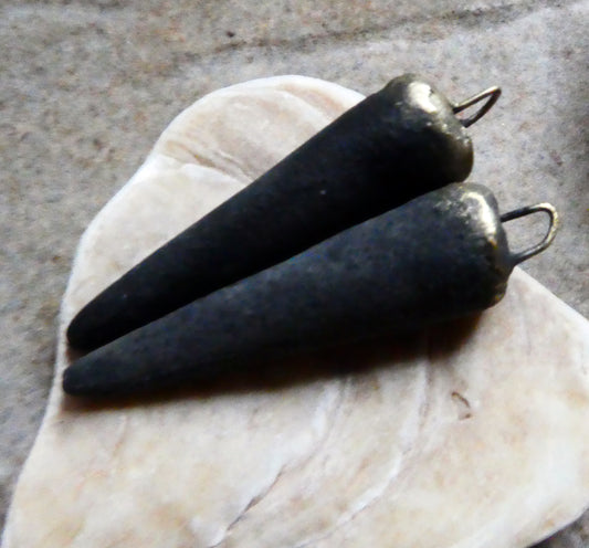 Ceramic Spikes Earring Charms - Matte Black