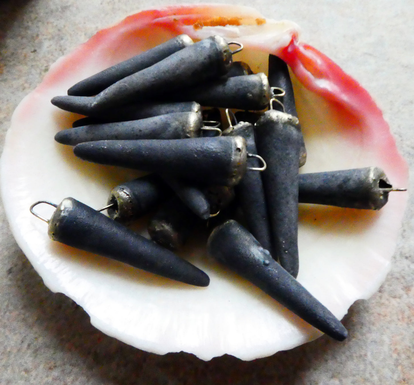 Ceramic Spikes Earring Charms - Matte Black