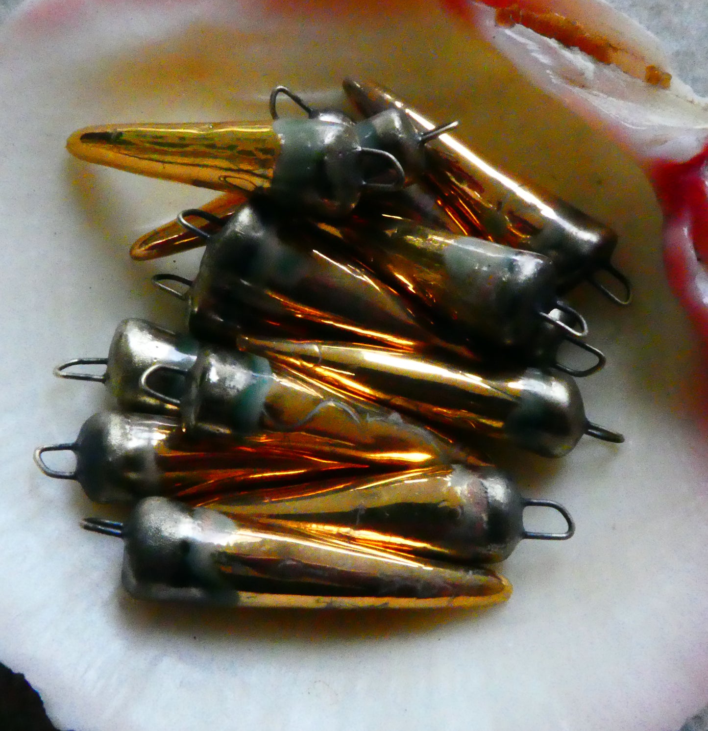 Ceramic  Spikes Earring Charms -Gold Lustre