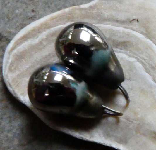 Ceramic  Drops Earring Charms -Platinum Lustre