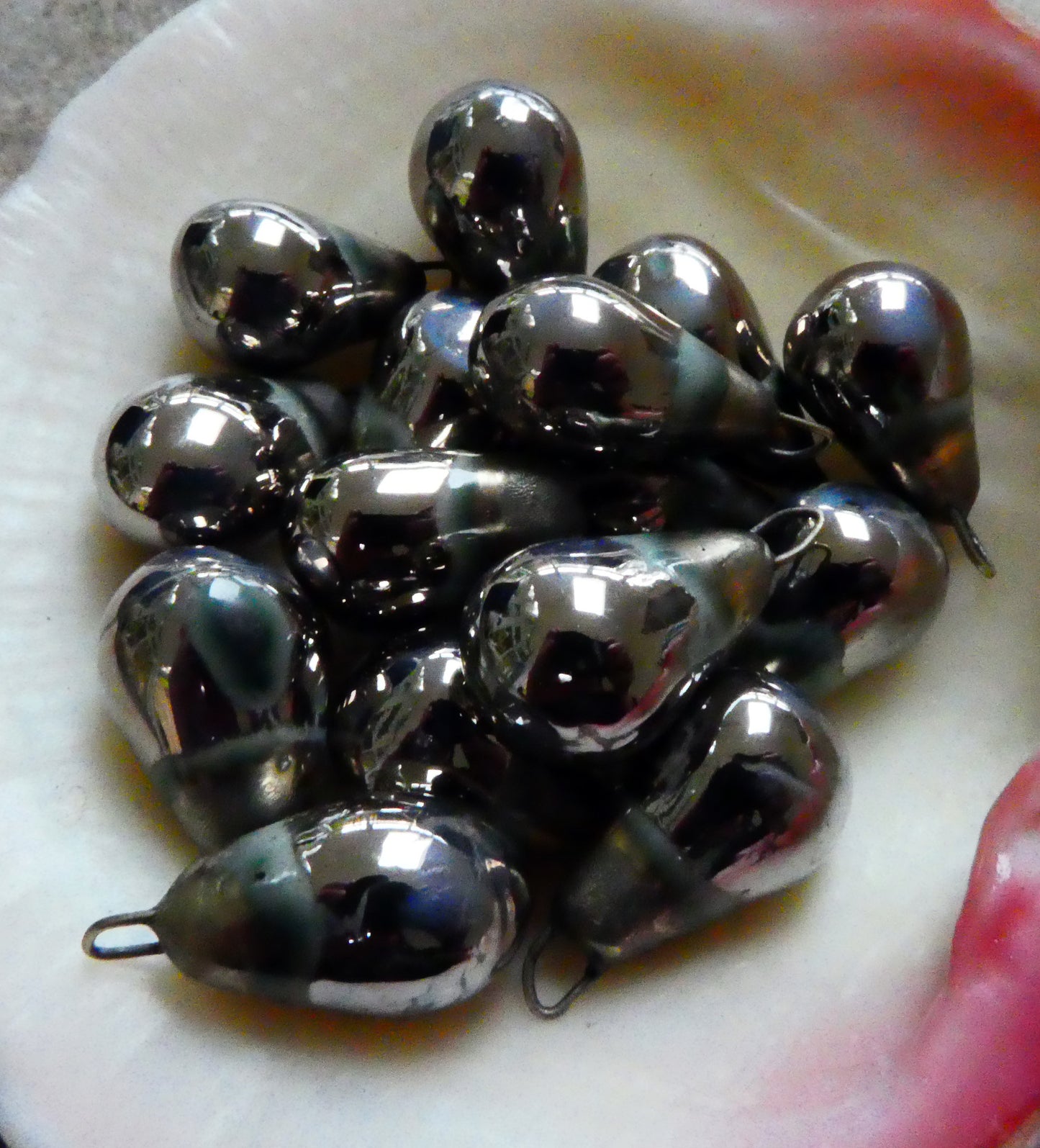 Ceramic  Drops Earring Charms -Platinum Lustre