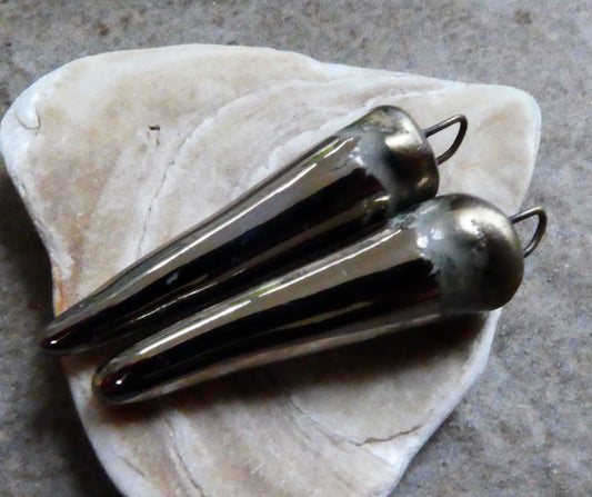 Ceramic Spikes Earring Charms -Platinum Lustre