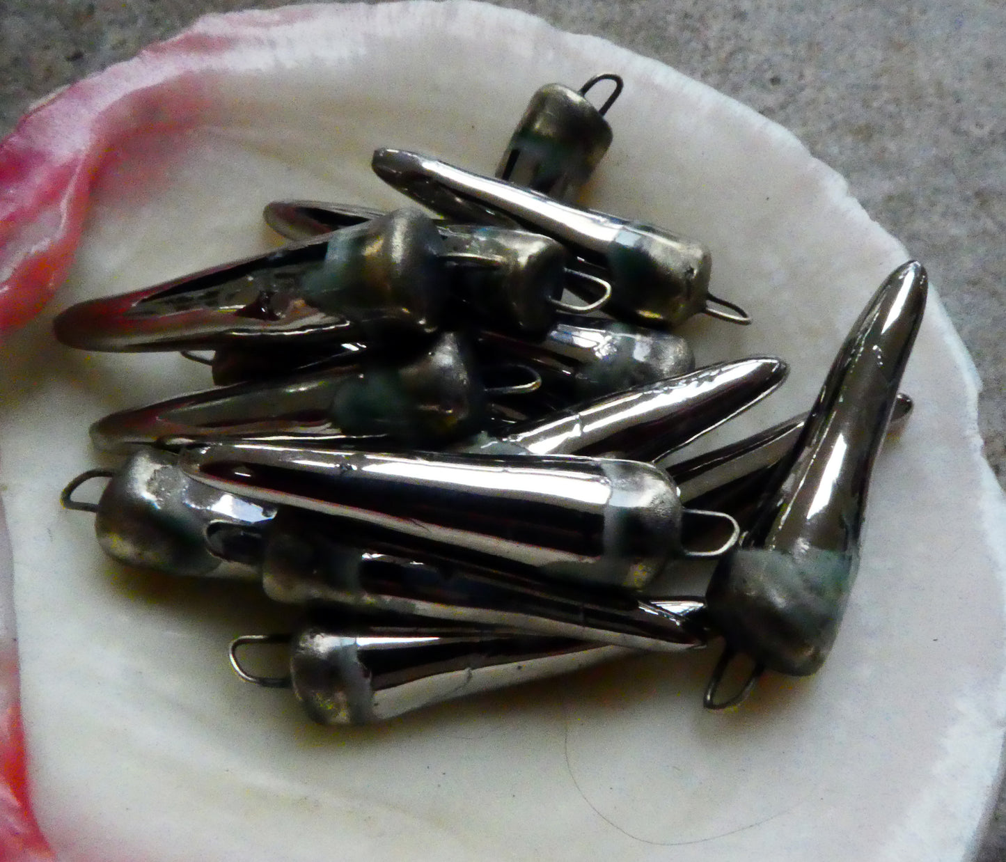 Ceramic Spikes Earring Charms -Platinum Lustre