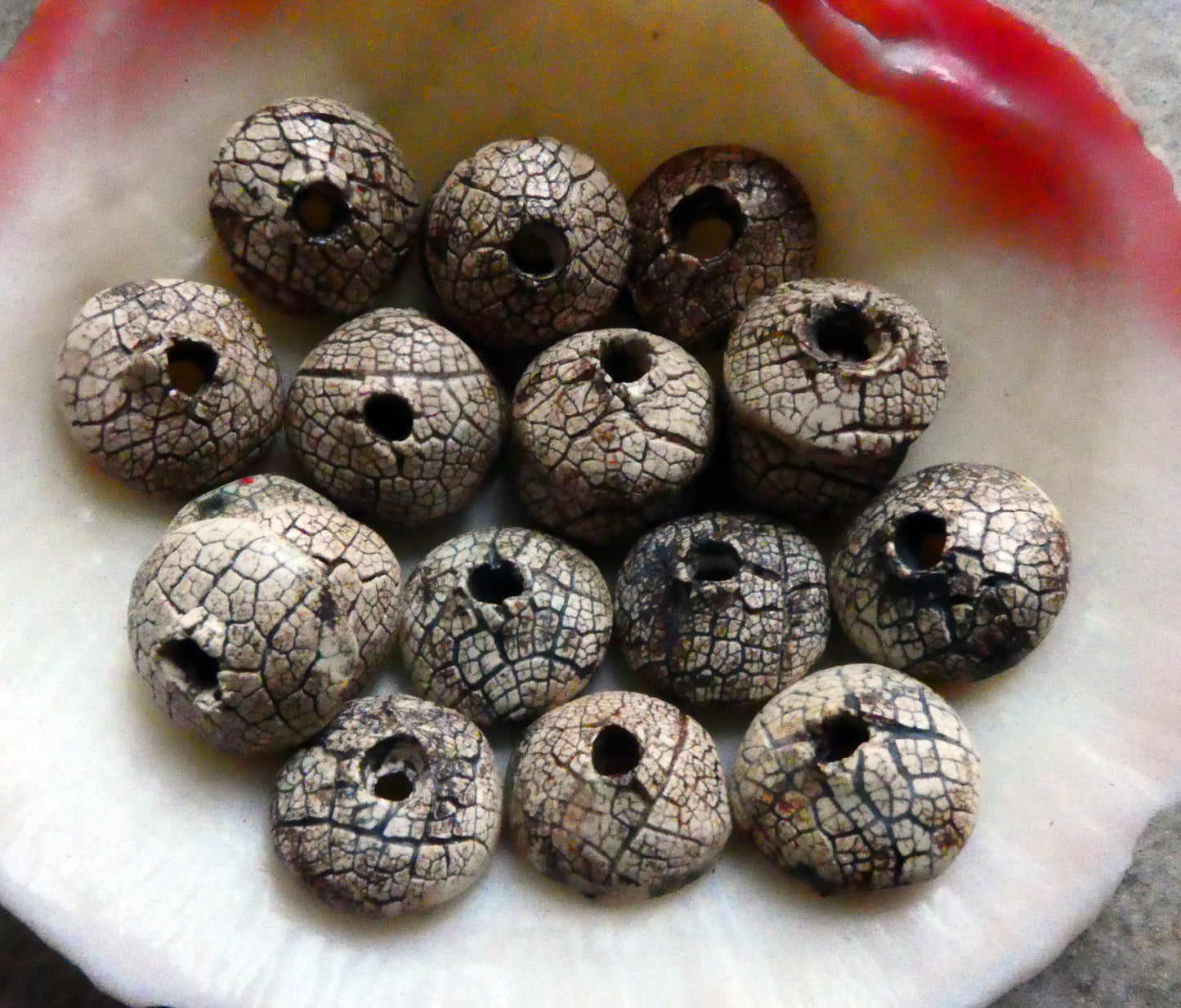 Ceramic Leaf Textured Bead Cap Earring Charms