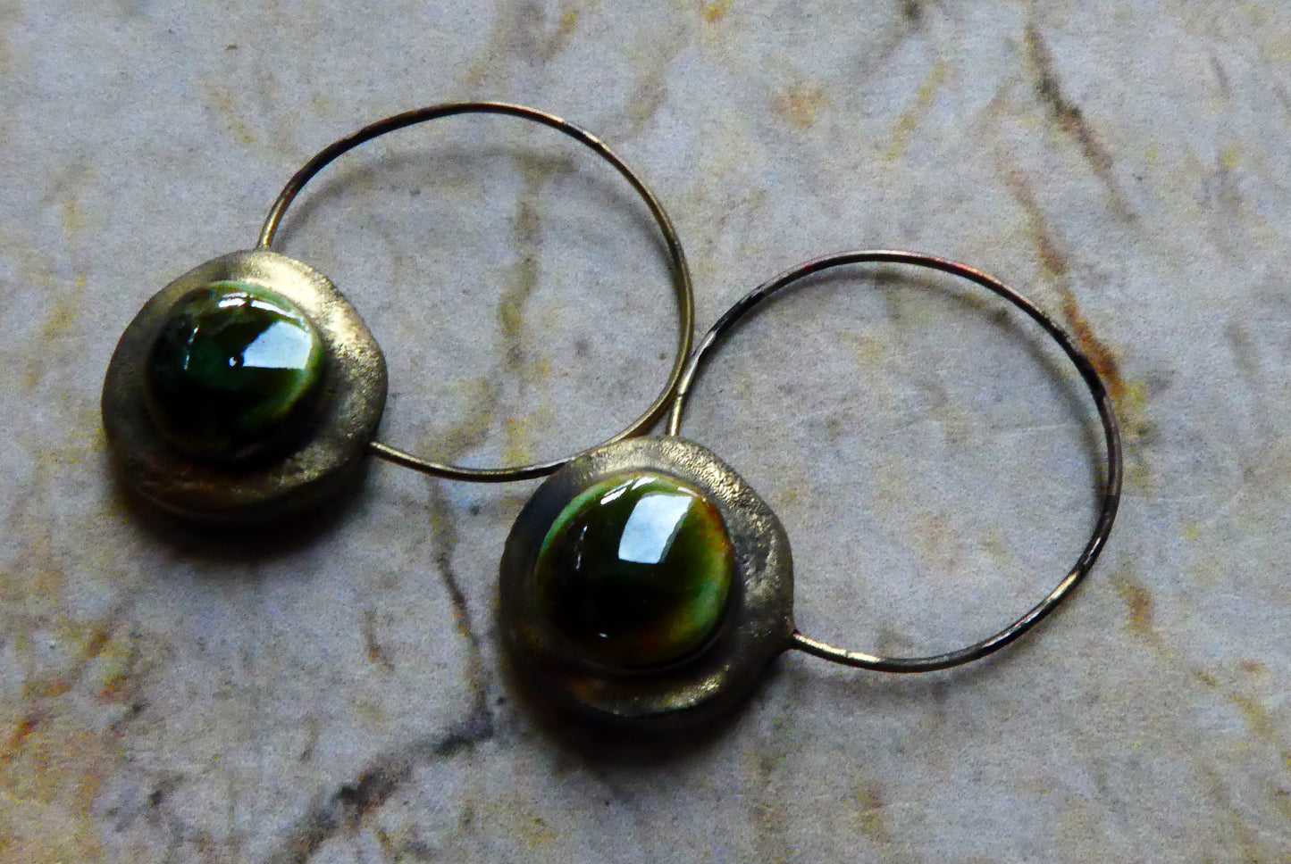 Ceramic Hoopy Disc Dangles -Pagoda