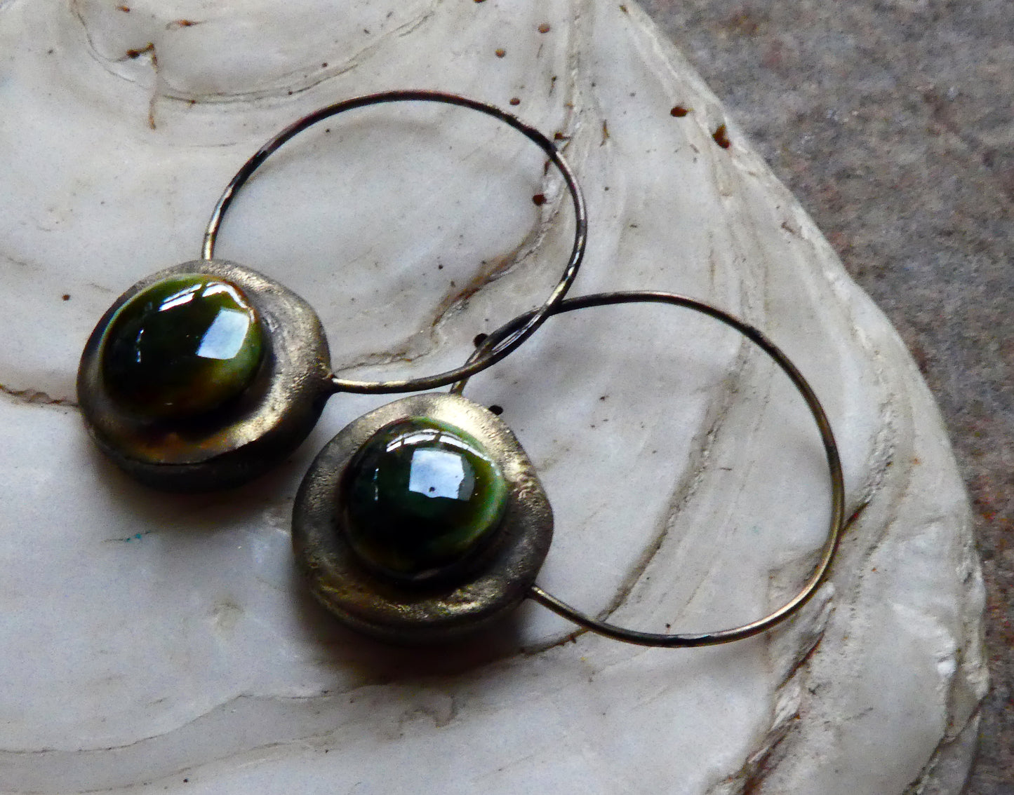 Ceramic Hoopy Disc Dangles -Pagoda