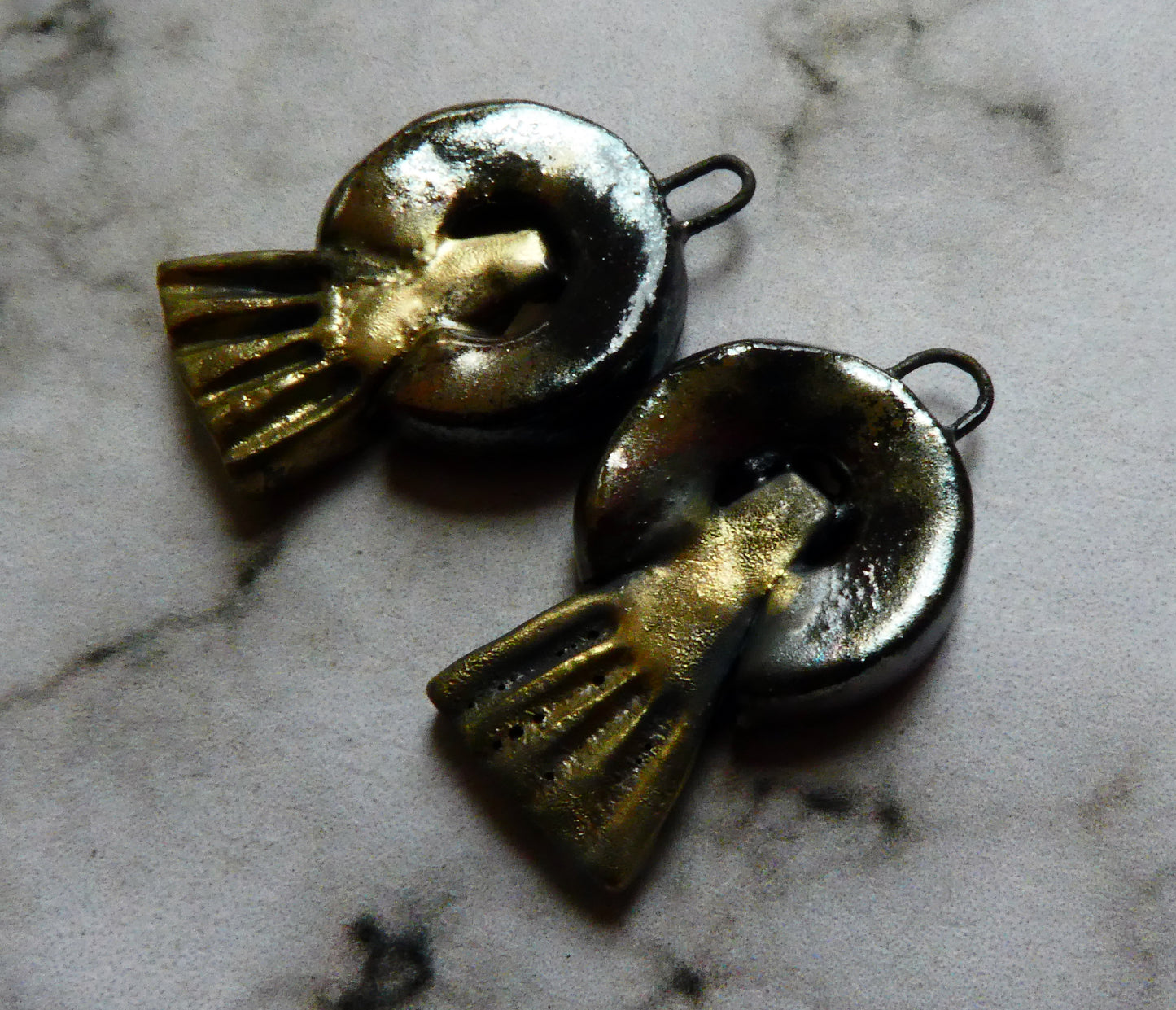 Ceramic Horseshoe and Wedge Earring Charms - Gloria