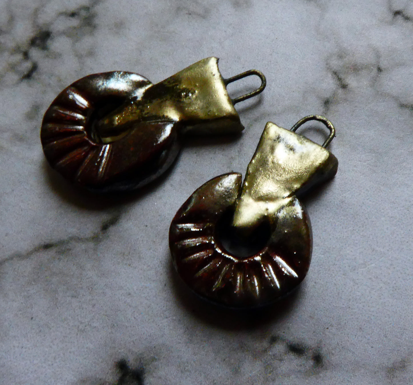 Ceramic Horseshoe and Wedge Earring Charms - Baroque