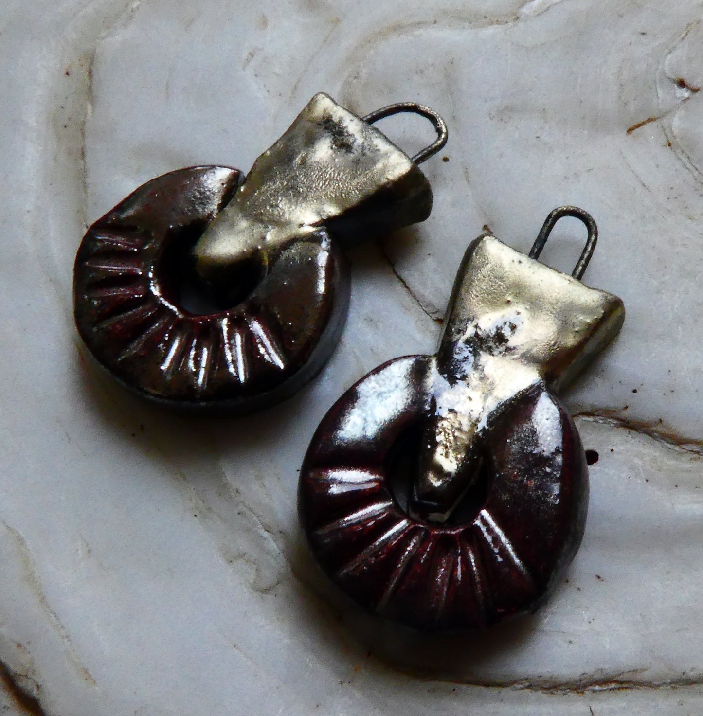 Ceramic Horseshoe and Wedge Earring Charms - Baroque