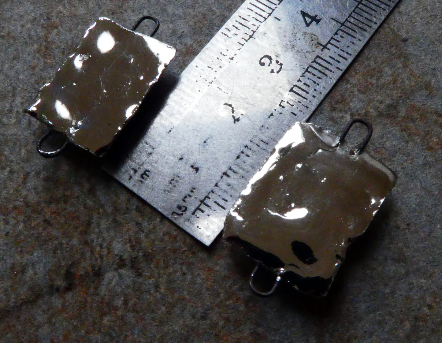 Ceramic Ingot Earring Connectors - Platinum Lustre