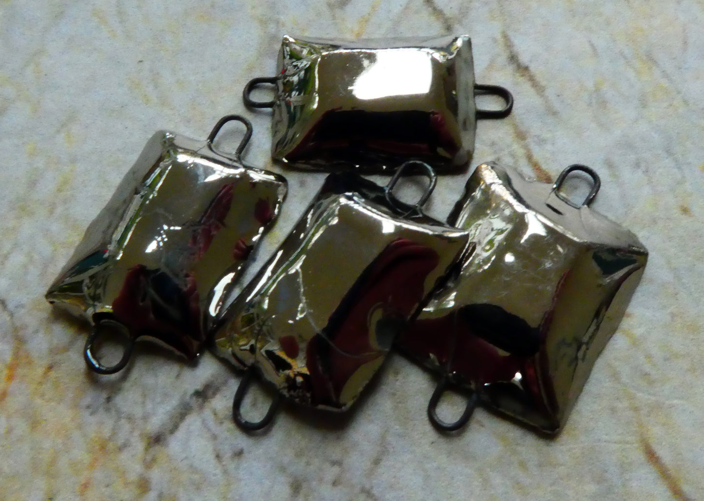 Ceramic Ingot Earring Connectors - Platinum Lustre