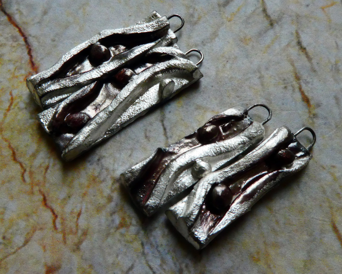 Ceramic Silver Moulded Earring Charms - Baroque