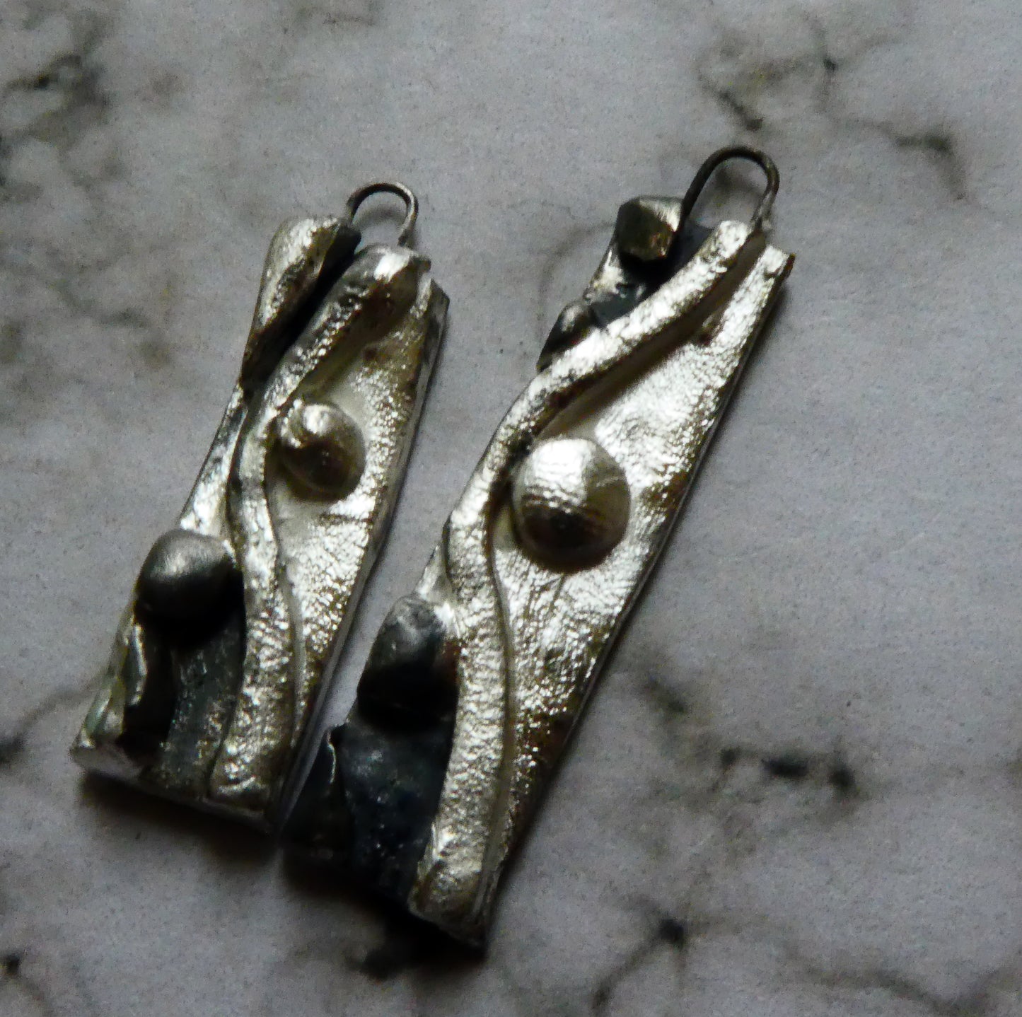Ceramic Silver Moulded Earring Charms - Steel - Asymmetric