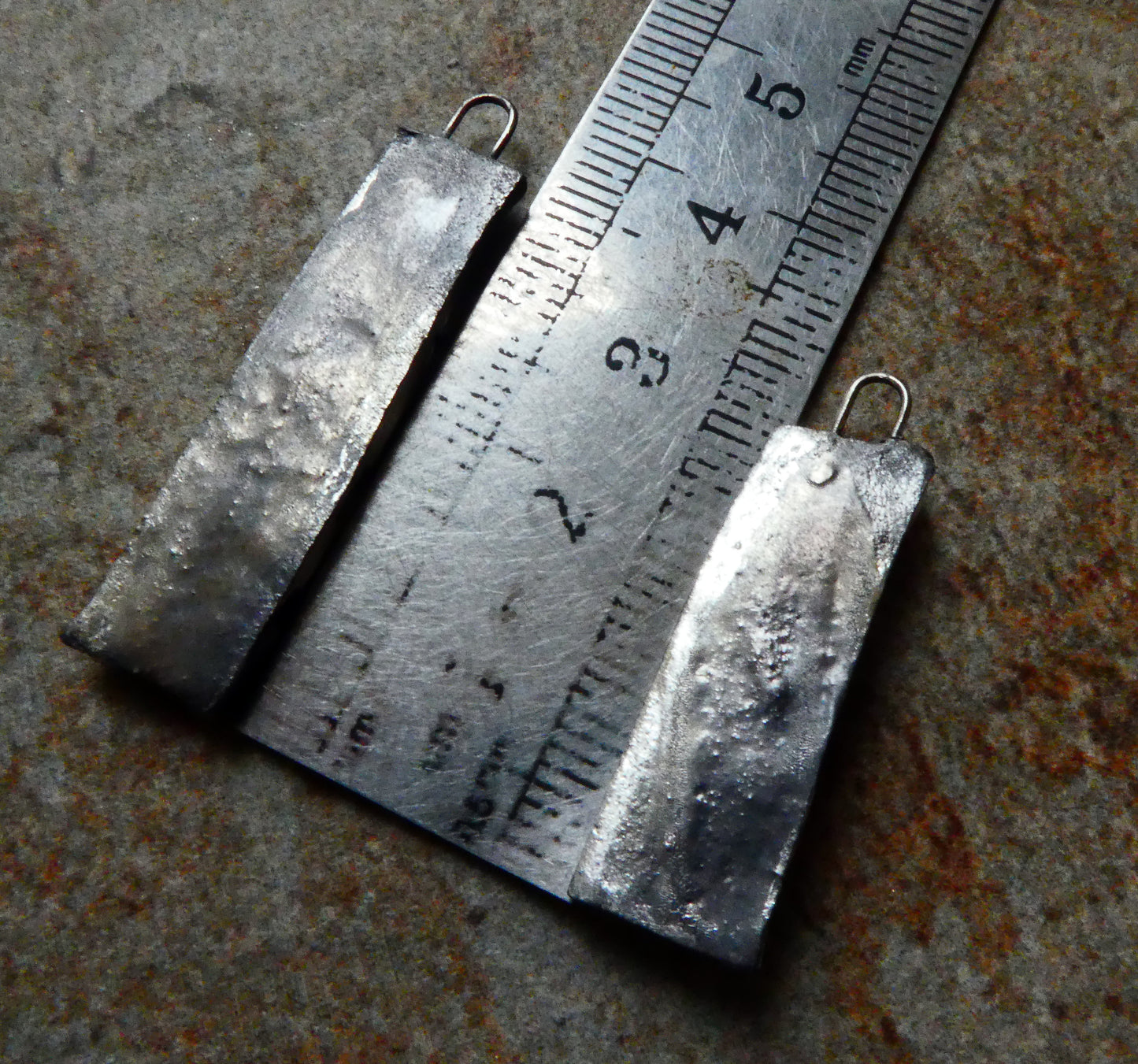 Ceramic Silver Moulded Earring Charms - Steel - Asymmetric