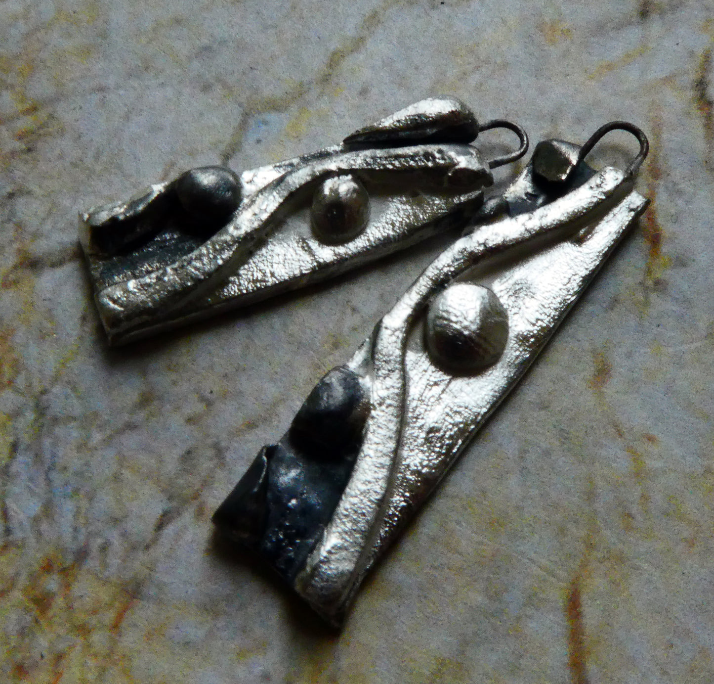 Ceramic Silver Moulded Earring Charms - Steel - Asymmetric