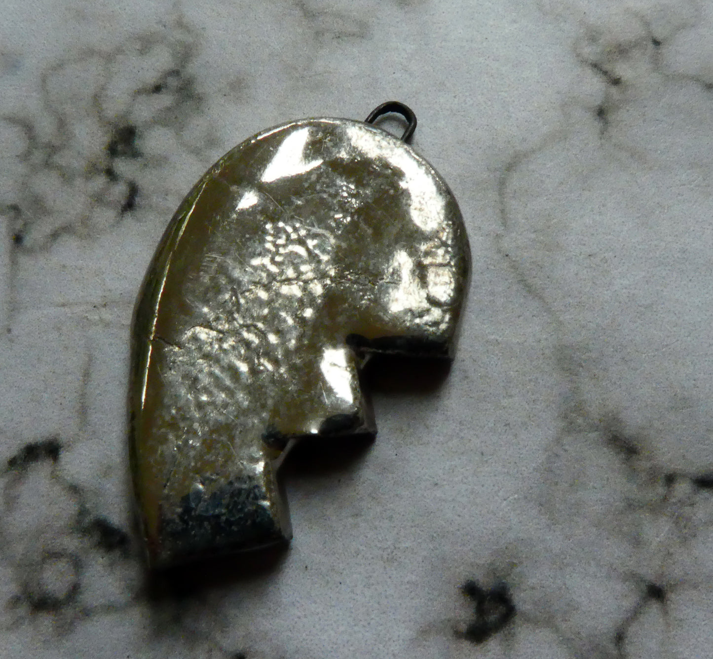 Ceramic Half Heart Pendant - Platinum Lustre