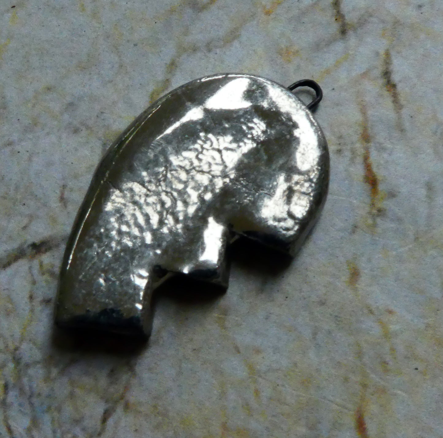 Ceramic Half Heart Pendant - Platinum Lustre