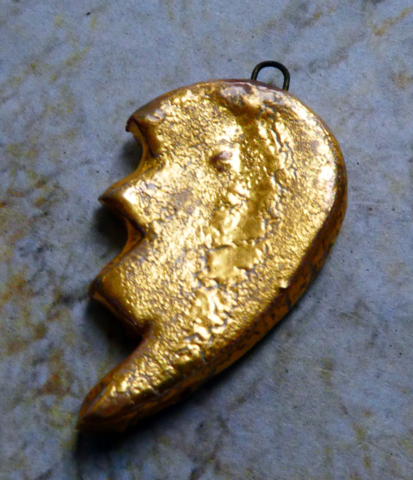 Ceramic Half Heart Pendant - Gold Lustre