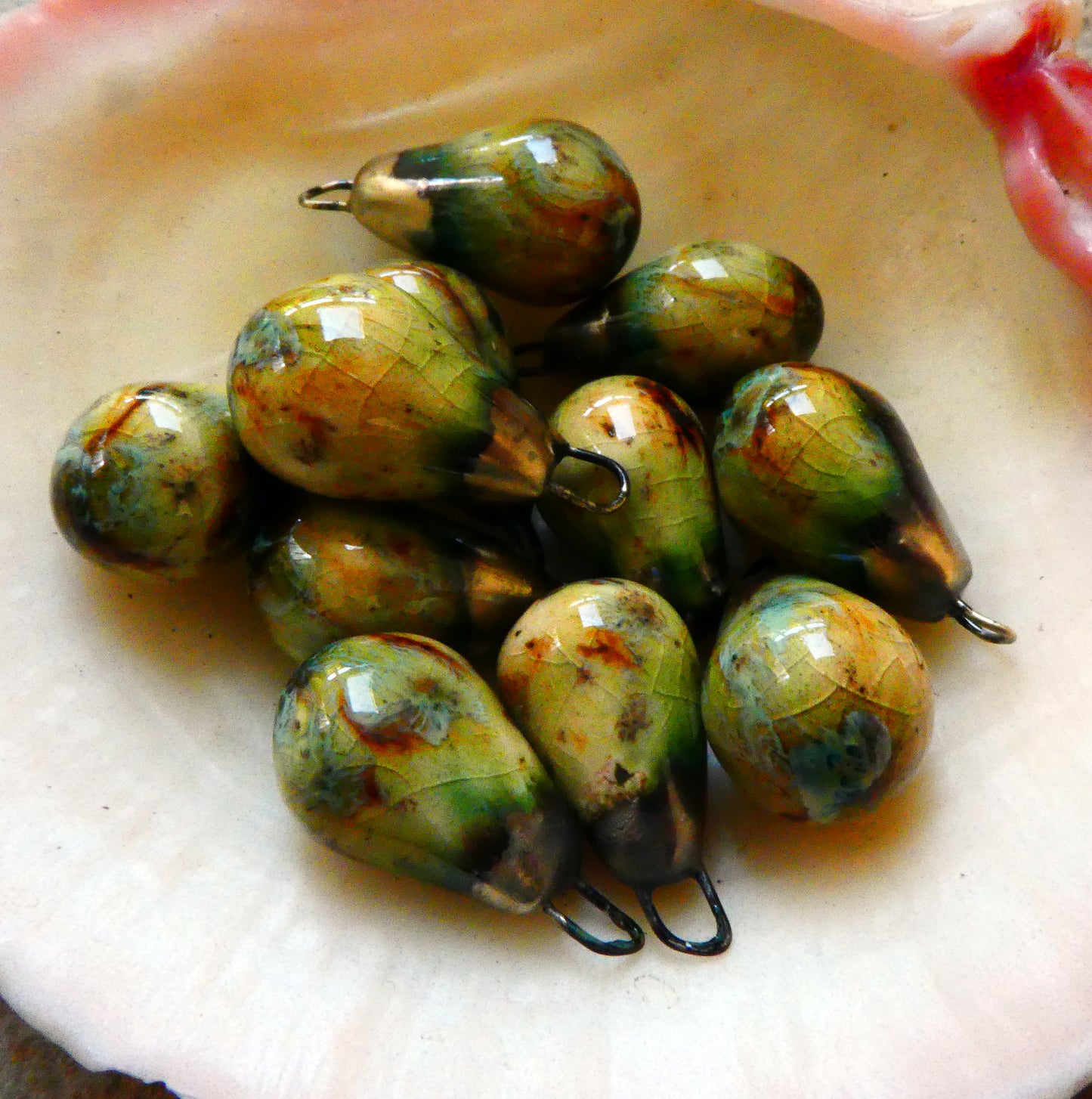 Ceramic Drops Earring Charms - Cappucino Mint