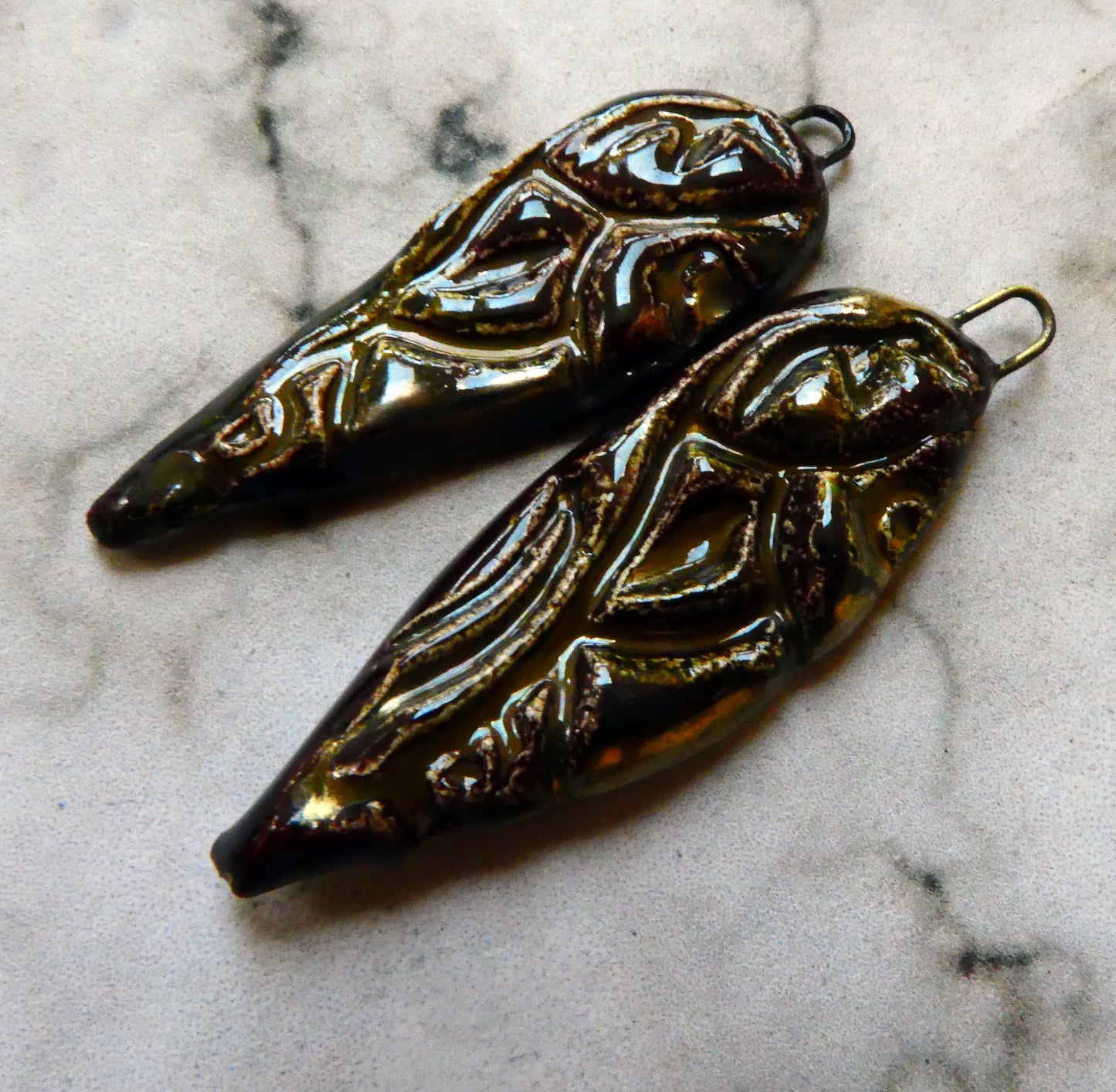 Ceramic Textured Spear Earring Charms - Dune