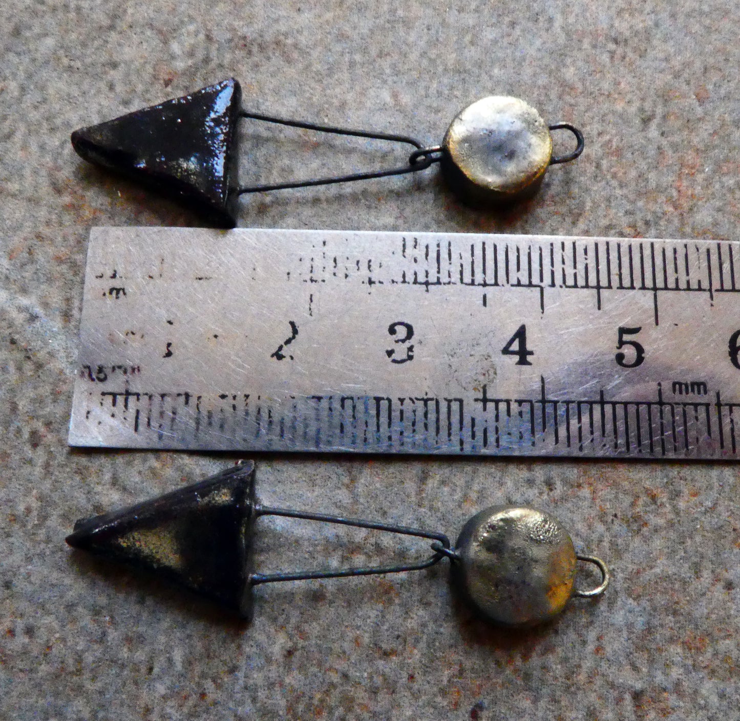 Ceramic Disc and Triangle Earring Dangles -Reflecting