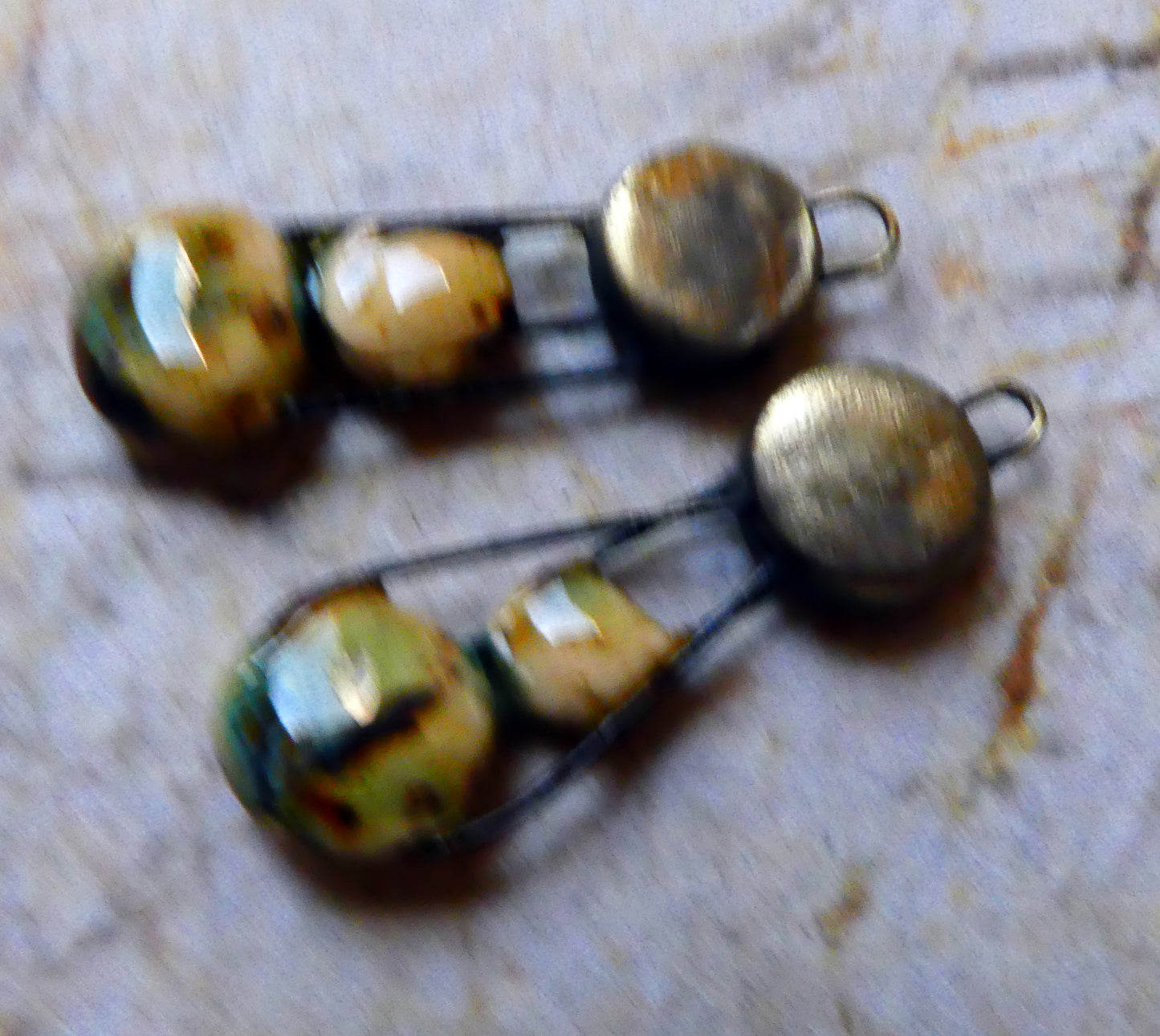 Ceramic Double Disc Earring Charms -Cappucino Mint