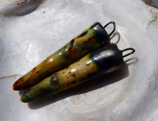 Ceramic Spikes Earring Charms - Cappucino Mint