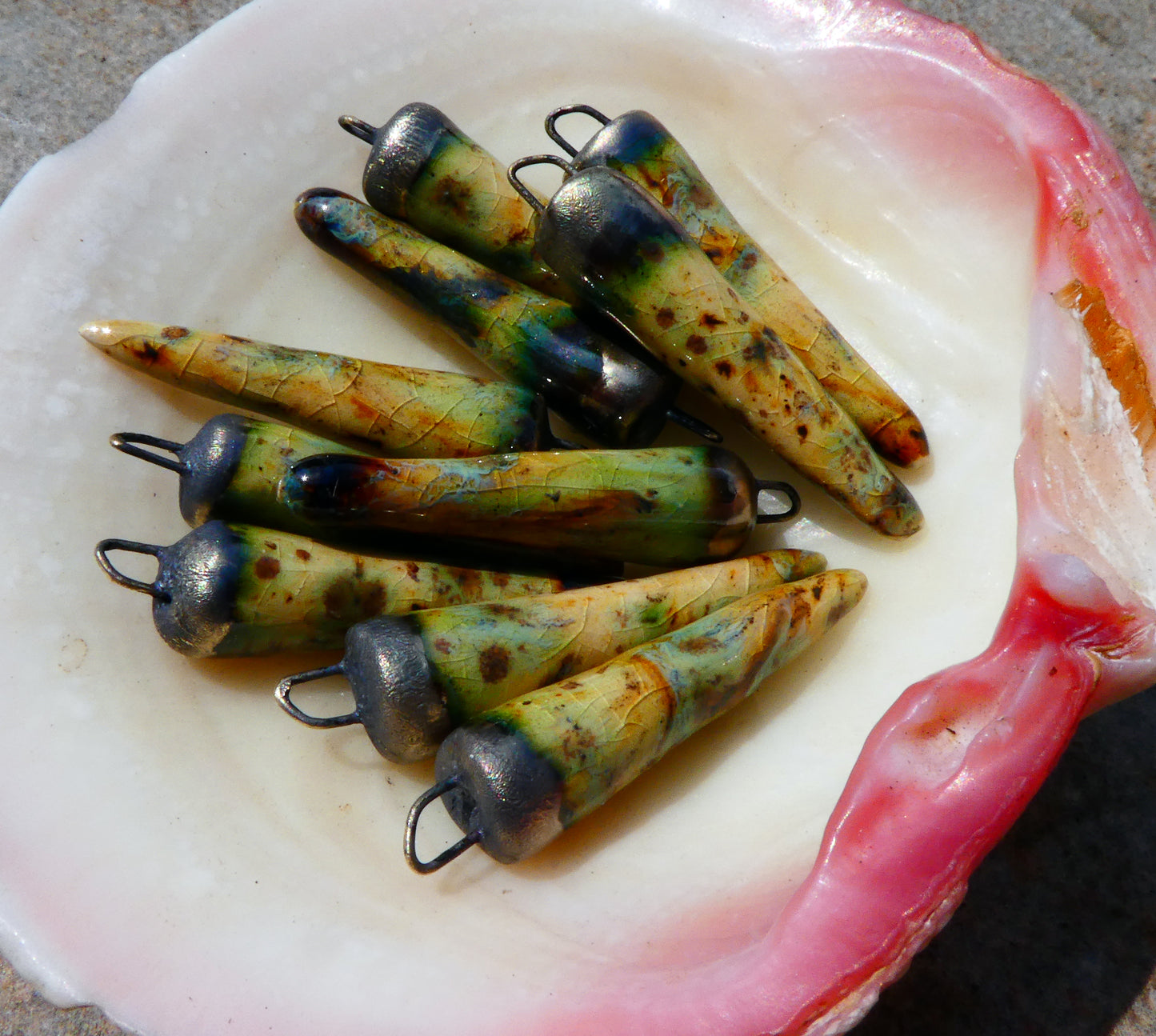 Ceramic Spikes Earring Charms - Cappucino Mint