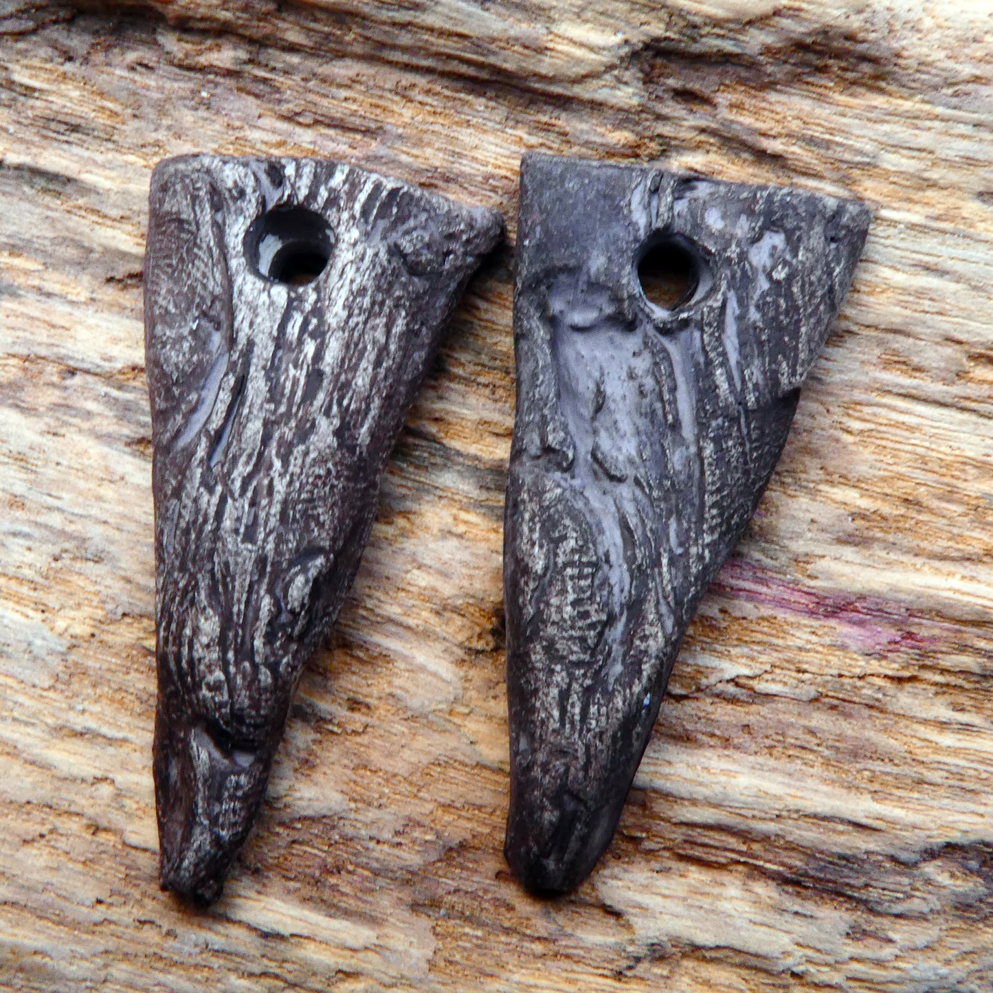 Ceramic Pointy Driftwood Shard Beads