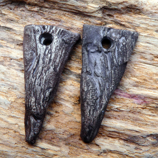 Ceramic Pointy Driftwood Shard Beads