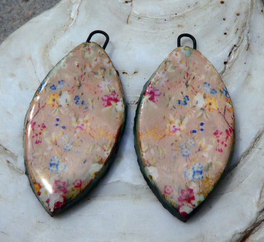 Ceramic Floral Pattern Decal Earring Drops #7