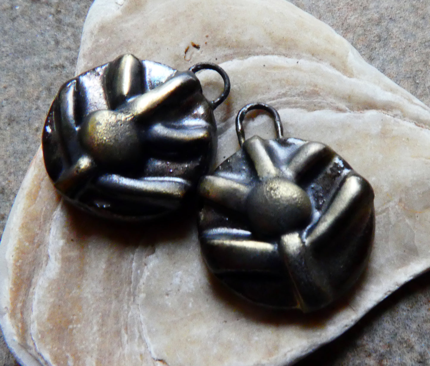 Ceramic Textured Disc Drops Earring Charms -Gloria