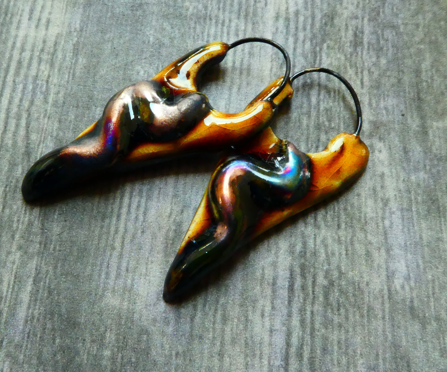 Ceramic Moulded Dagger Earring Charms - Cognac