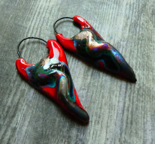 Ceramic Moulded Dagger Earring Charms - Ladybird