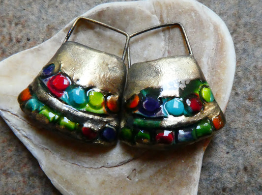 Ceramic Two Strand 'Beady' Wedge Earring Charms