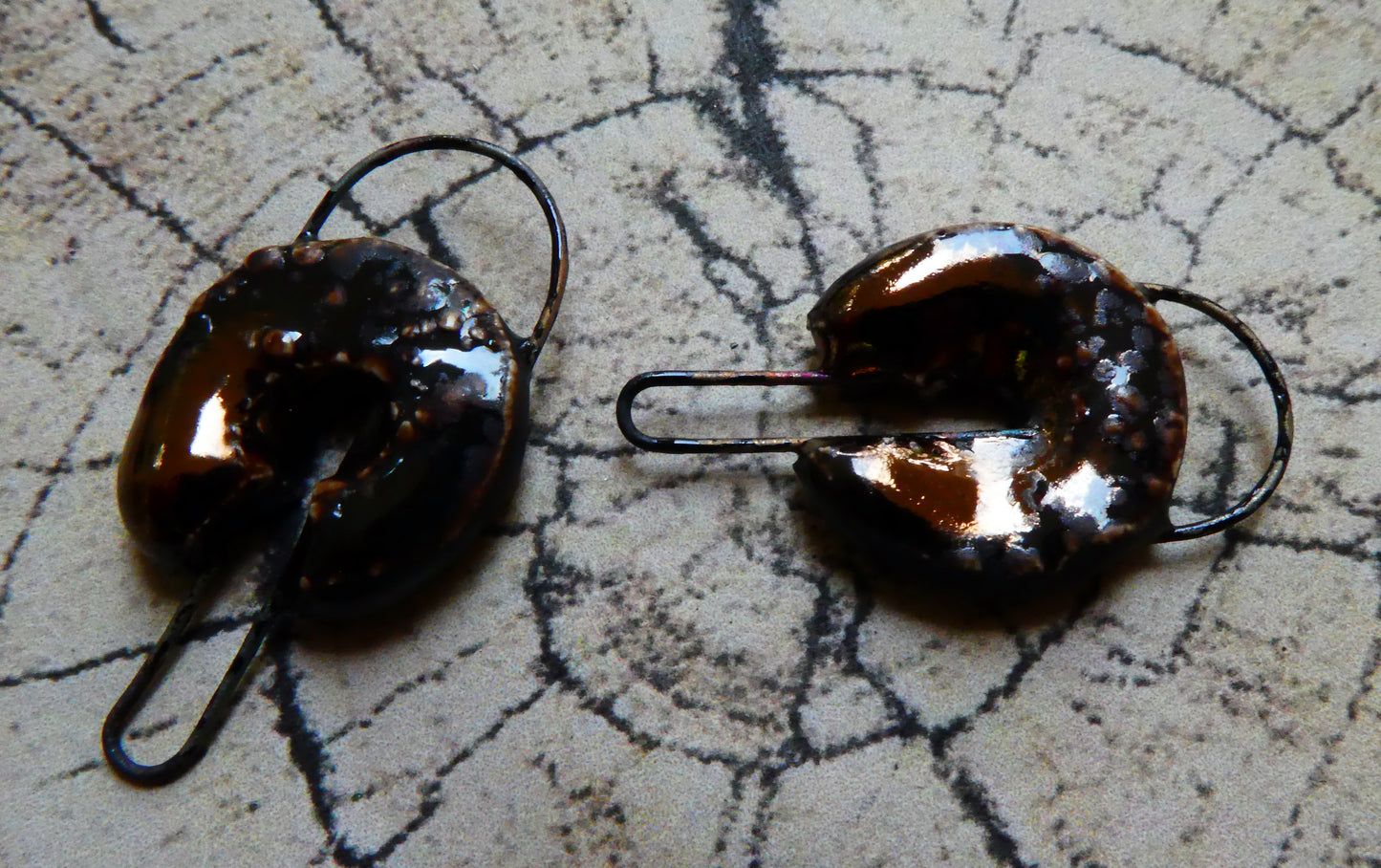 Ceramic Viking Earring Connectors - Glossy Gold