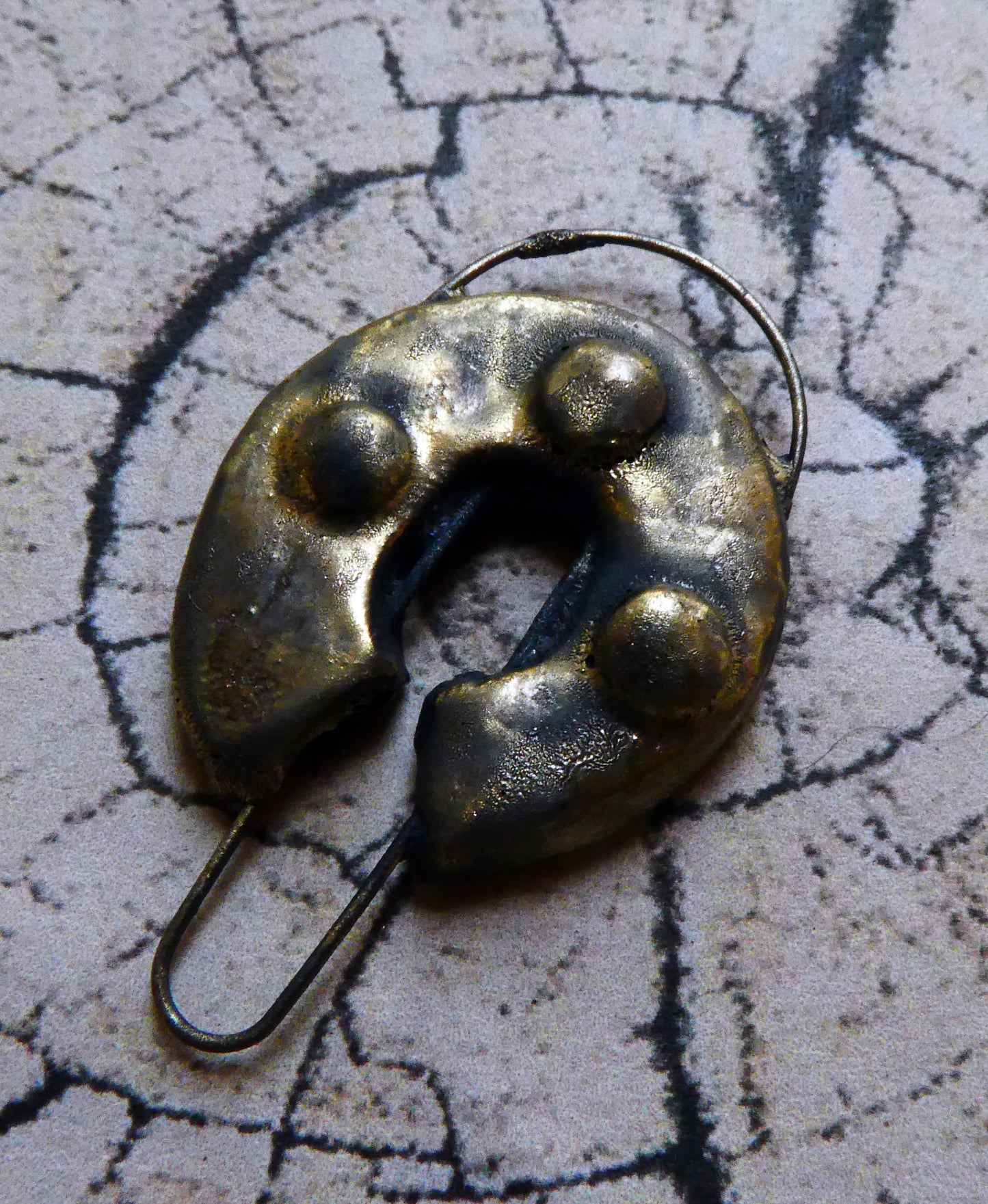 Ceramic Single Viking Granule Earring Connector -Bronzy