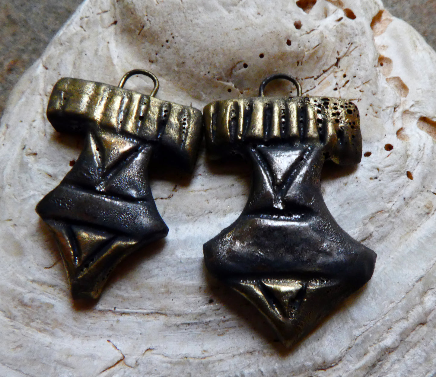 Ceramic Thors Hammer Earring Charms -Steel