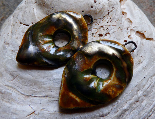 Ceramic Viking Spearhead Earring Connectors -Old Copper