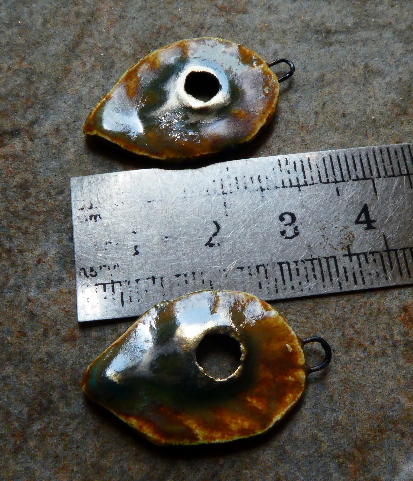 Ceramic Viking Spearhead Earring Connectors -Old Copper