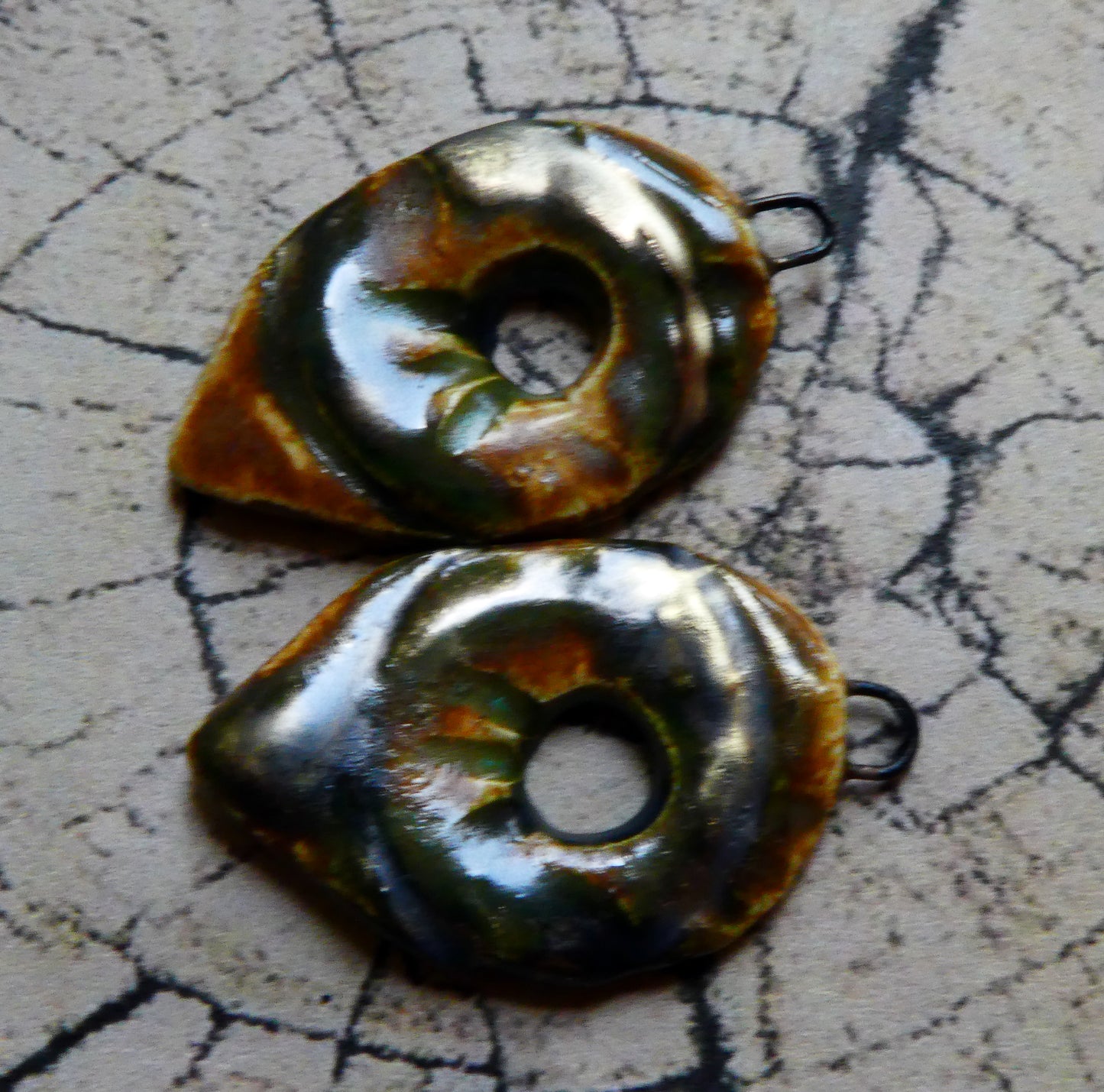 Ceramic Viking Spearhead Earring Connectors -Old Copper