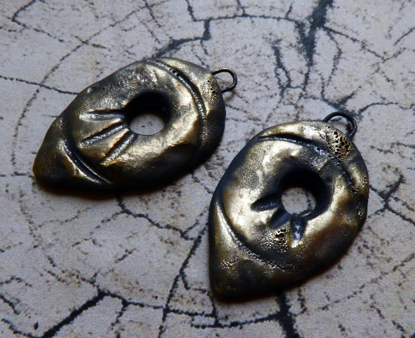 Ceramic Viking Spearhead Earring Connectors -Bronzy