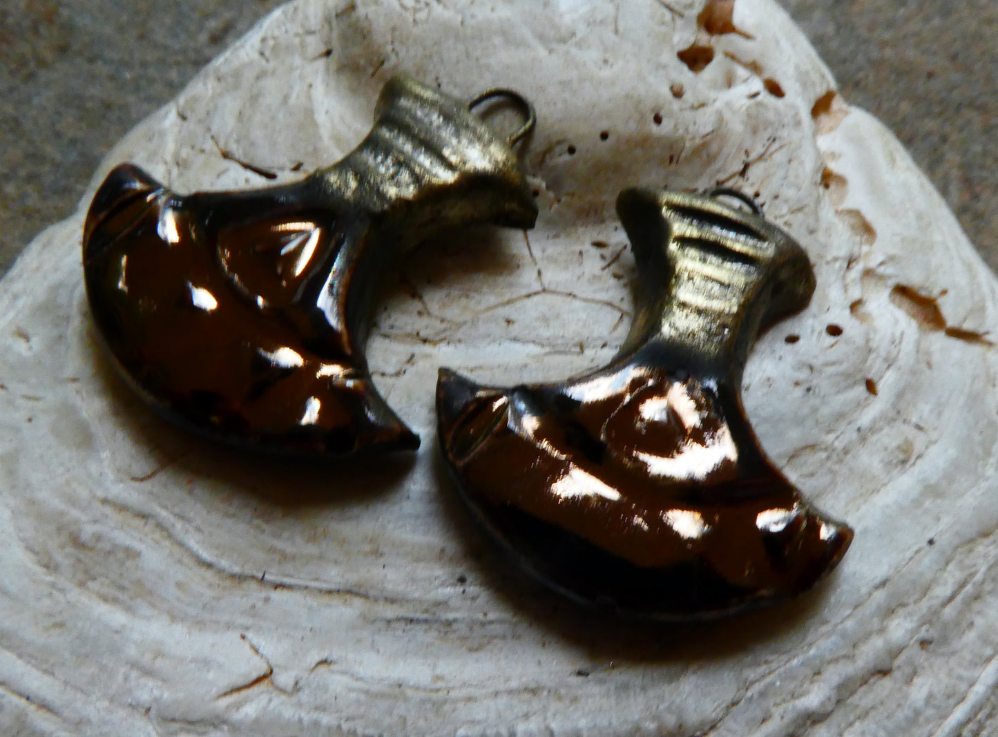 Ceramic Norse Earring Charms-Glossy Gold