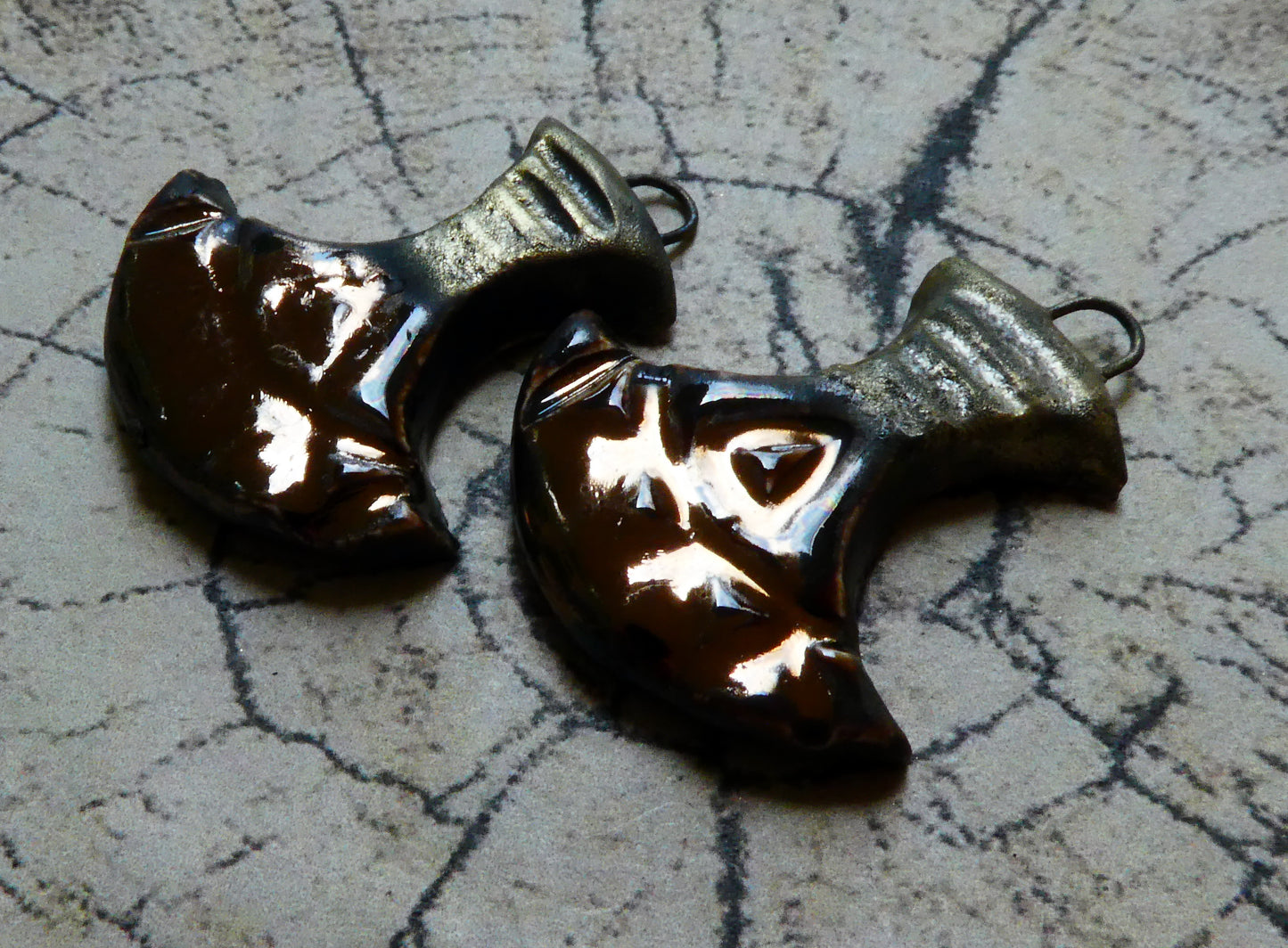 Ceramic Norse Earring Charms-Glossy Gold