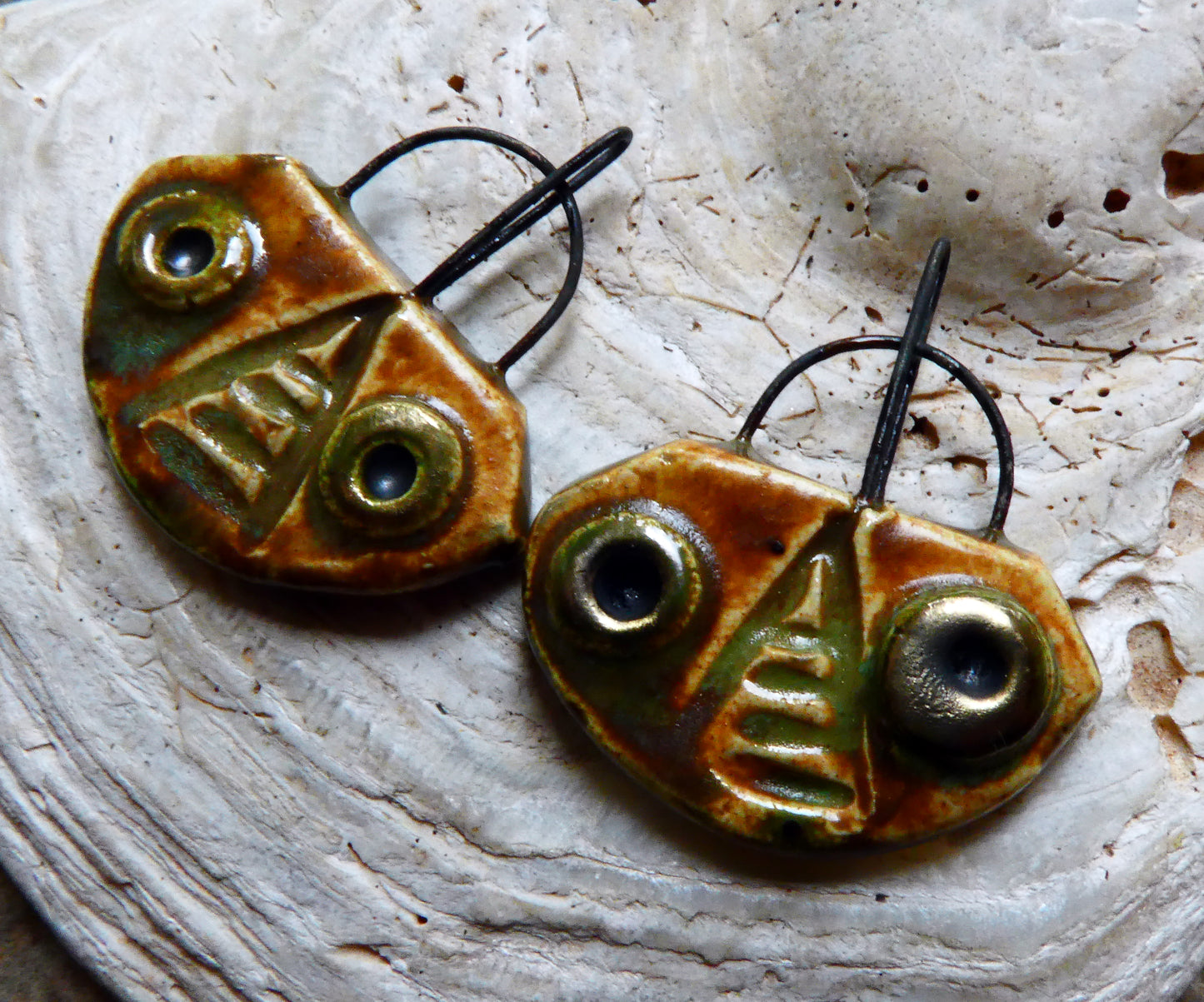Ceramic Wedge Earring Charms - Old Copper