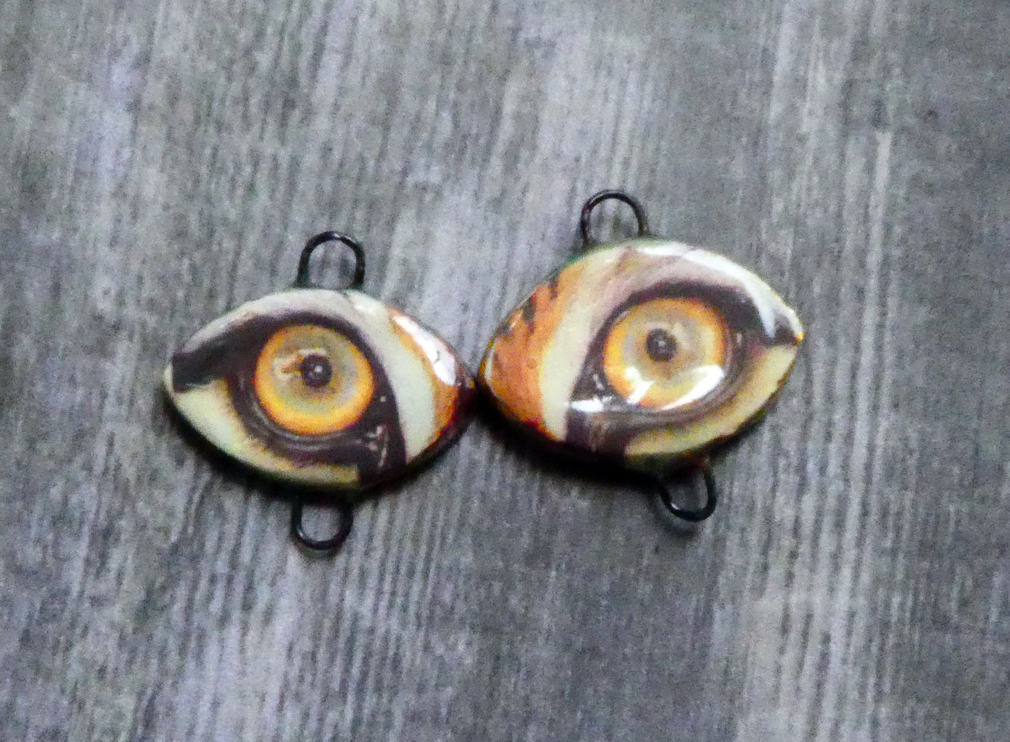 Ceramic Tigers Eyes Decal Connectors #1