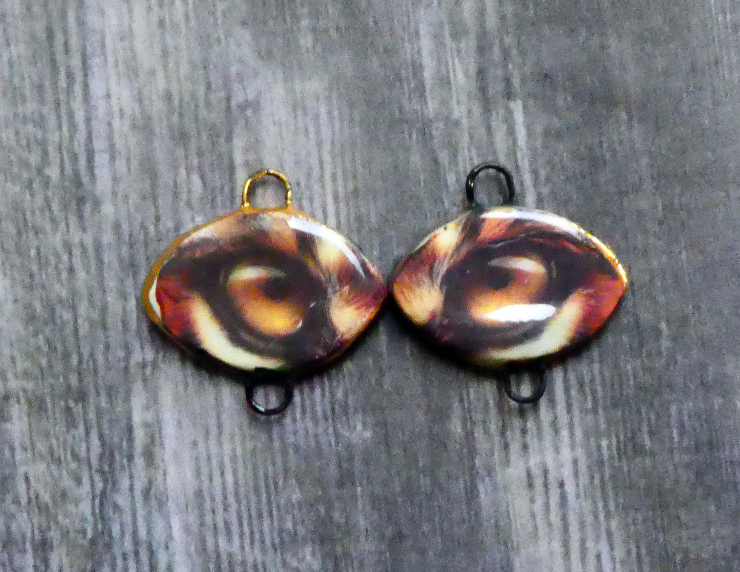 Ceramic Tigers Eyes Decal Connectors #2