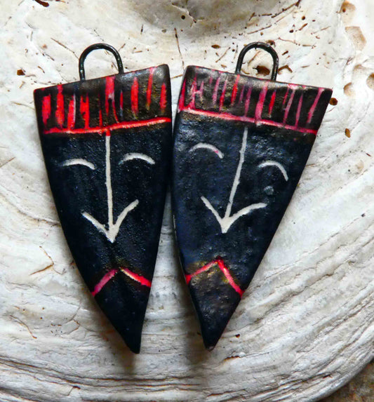 Ceramic Sgraffito Spear Earring Charms #1